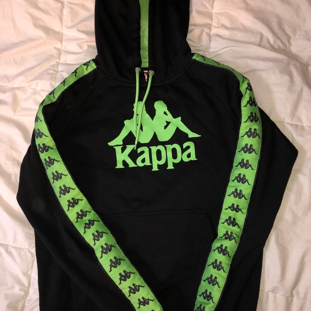 KAPPA HOODIE BLACK AND NEON GREEN